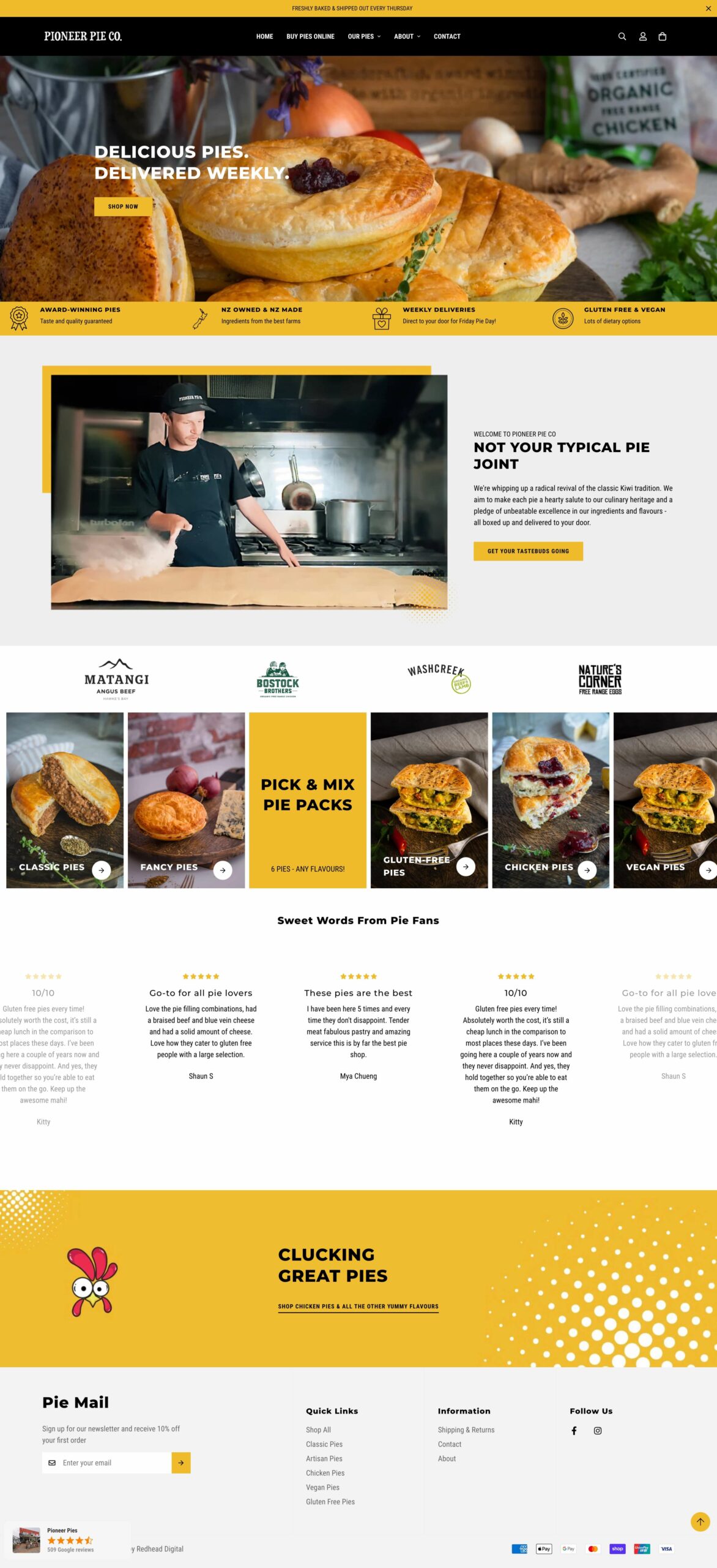 Pioneer Pies website